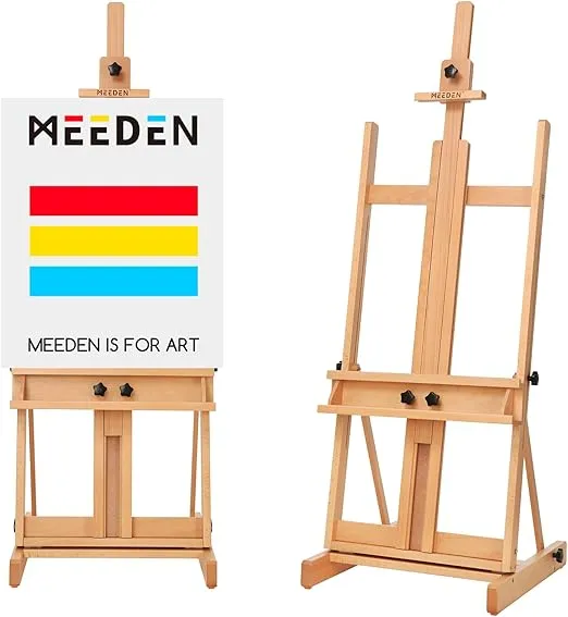 MEEDEN Large H-Frame Easel, Easel Stand for Painting, Painting Easel, Easel Stand for Display, Solid Beechwood Wooden Easel, Easels for Painting Canvas, Holds Canvases Up to 78", Natural Color