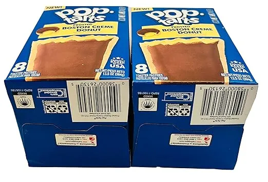 Boston Creme Donut Frosted Pop Tarts, two 13.5oz Boxes (8 Toaster Pastries in each box for a total of 16) 8 Count (Pack of 2)