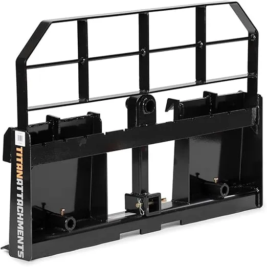 Titan Attachments Pro Series Pallet Fork Frame, Quick Tach Connection for Skid Steers, Tractors, Optional Pallet Fork Blades, Hay Spear Sleeves Included, 2" Receiver Hitch, Rated 6,000 LB
