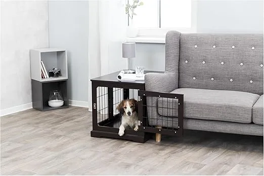 TRIXIE 29.5" Indoor Dog Crate, Wooden Crate Table for Dogs Up to 25 lb, Small Dog Kennel, Perfect in Any Room, Brown