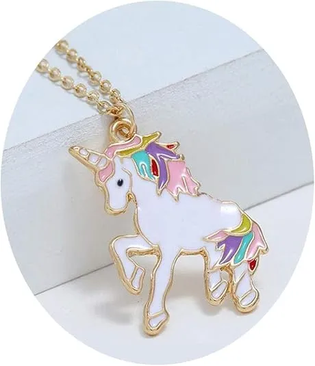 Unicorn Necklace Rainbow Unicorn Necklace Pendant Jewelry Gifts for her Best Friend Christmas Birthday Women Alloy Metal