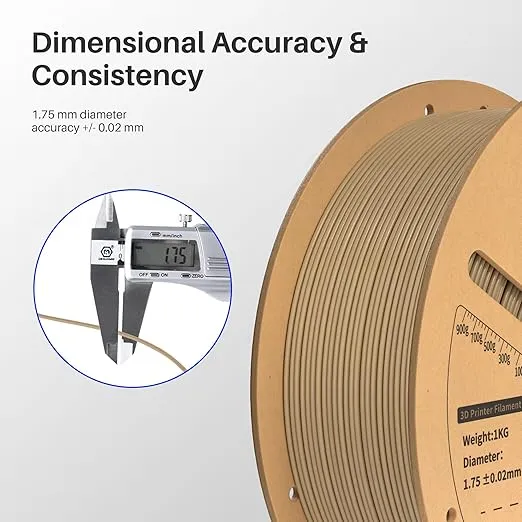 ELEGOO Wood PLA Filament 1.75mm 1KG, Real Wood Fibers Added 3D Printer Filament Dimensional Accuracy +/- 0.02mm, 1kg Spool(2.2lbs) Fits for Most FDM 3D Printers
