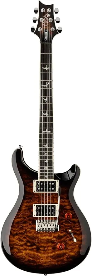 PRS Guitars 6 String SE Custom 24 Quilt Electric Guitar, Black Gold Sunburst with Gigbag, Right, (107876::BG:)