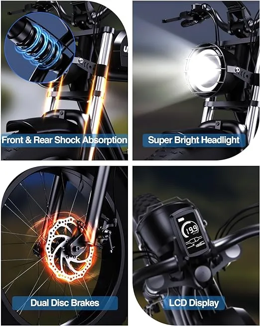 Electric Bike for Adults, 1500W 30MPH,48V 20/23AH,Max 75Miles Electric Motorcycle 20" Fat Tire Dirt Bike, Shamano 7-Speed E-Bike Dual Shock Absorber UL Certified