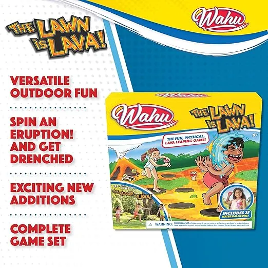 Wahu The Lawn is Lava Outdoor Water Balloon Game for Kids Ages 5+, Kids Outdoor Water Game with 25 Water Balloons