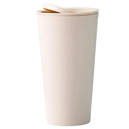 Sheebo Modern Plastic Mini Wastebasket Trash Can with Lid for Car - Dispose of Tissues, Reciepts, and Other Small trashes; 1 Liter (Ultra Mini Swing - Khaki)