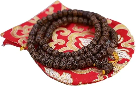 DharmaObjects Natural Rudraksha Mala/Rosary 108 Beads/Free Pouch (Rudraksha)