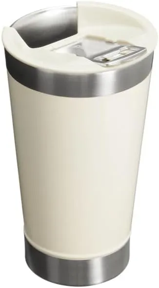 Stanley Classic Stay Chill Vacuum Insulated Pint Tumbler, Stainless Steel Beer Mug with Built-in Bottle Opener, Double Wall Rugged Metal Drinking Glass, Dishwasher Safe, 16 Oz, Cream Gloss