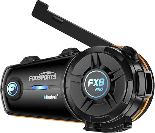 FODSPORTS FX8 Pro Motorcycle Communication Systems with Customized HRSQS Speakers, Dual-Chip Audio Multitasking, One-Click Fast Pairing, Music Sharing, FM 8 Riders Group Intercom, 1 Pack