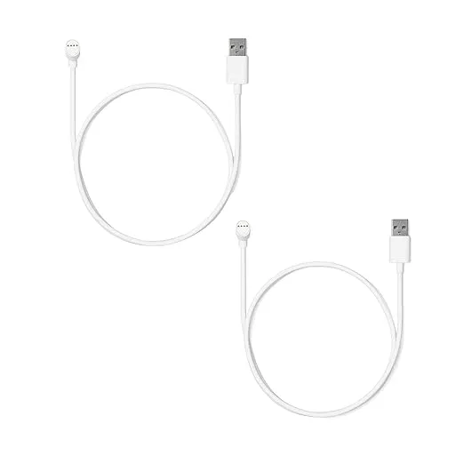Google Nest Cam Charge Cable for Nest Cam, Magnetic Battery Charging Wire - Snow (2 Pack)