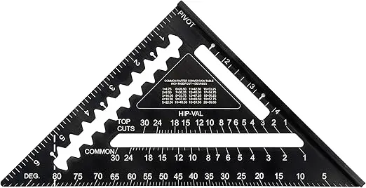 Johnson Level & Tool 1904-0700 Johnny Square Professional Easy-Read Aluminum Rafter Square, 7", Black, 1 Square
