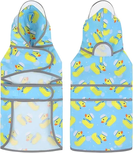 HDE Dog Raincoat with Clear Hood Poncho Rain Jacket for Small Medium Large Dogs Sailor Ducks Blue - S