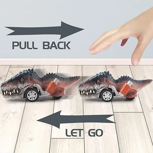 DINOBROS Dinosaur Toys for Kids 3-5, Pull Back Dinosaur Cars for 3 4 5 6 7 Year Old Boys Girls 6 Pack Dino Toys Gifts for Toddlers