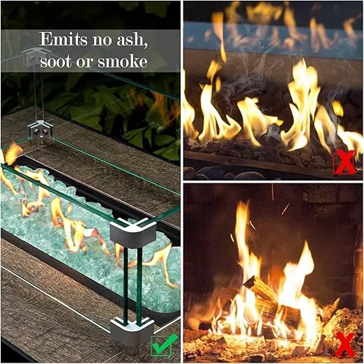 GASPRO 10 lbs Fire Glass for Propane Fire Pit, 1/2-Inch Decorative Firepit Glass Rock for Gas Fireplace, Aqua