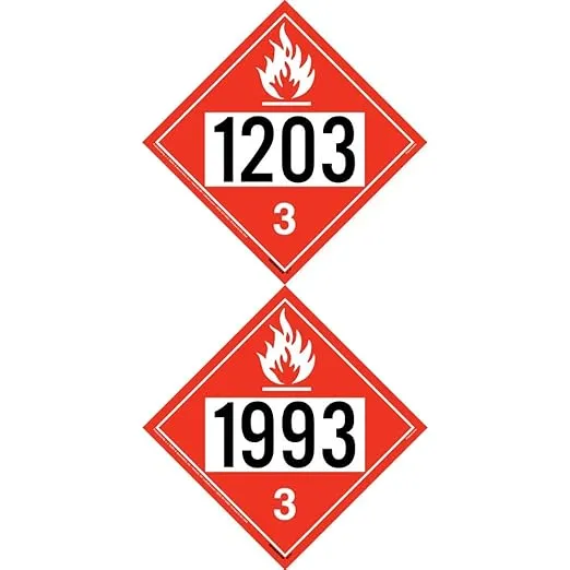 1993-1203 Placard, Class 3 Flammable Liquid 10-pk. - 10.75" x 10.75" Laminated Plastic for Temporary Applications - J. J. Keller & Associates - Complies with DOT Hazmat Placard Requirements