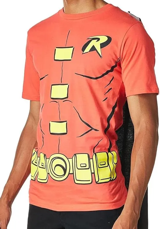 DC Comics Men's Robin T-Shirt With Cape And Mask