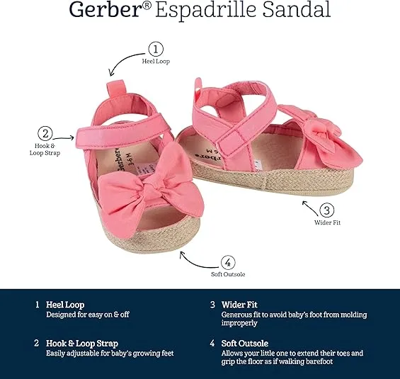 Gerber Baby-Girl's Espadrille Sandal Crib Shoe