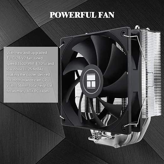 Thermalright Assassin X 120 V2 CPU Air Cooler, AX120 V2, 4 Heat Pipes, TL-C12B V2 PWM Quiet Fan CPU Cooler with S-FDB Bearing, Computer Heatsink Cooler, for AMD AM4 AM5/Intel 1700/1150/1151/1200