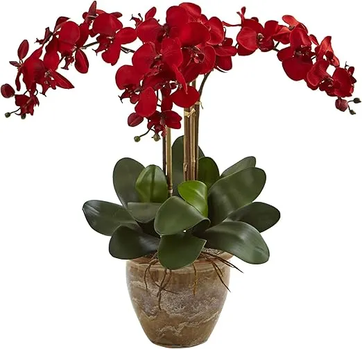 Nearly Natural Triple Stem Phalaenopsis Silk Arrangement, Seasonal