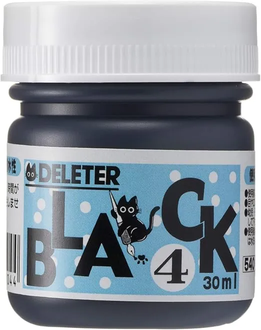 Deleter Manga Ink, Black 4, Versatile, Marker & Water Proof Extra Black Ink, Matte Black, 30ml/Bottle, 1 Bottle (341-0005),1-Pack