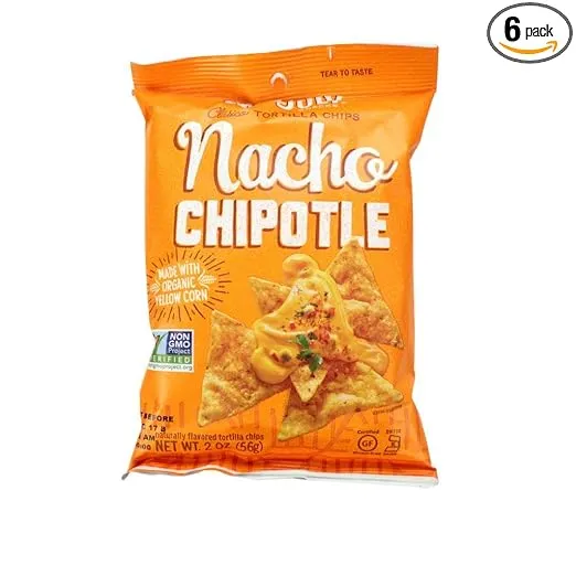 Late July Tortilla Chips Classic Nacho Chipotle, 2 Ounces, 6 Per Case