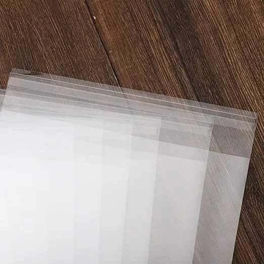 Nobranded 100 pcs Clear 6" x 9" Self Seal Cello Cellophane Bags Resealable Poly Bags 2.8 mils for Cookie, Candy, Gift Bakery, Prints, Photos, Cards & Envelopes, Party Decorative