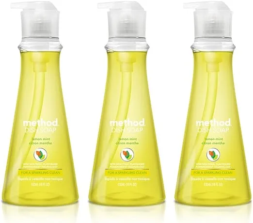 Method Products Pbc 01179 Dishwashing Liquid, Lemon Mint, 18-oz. (3)