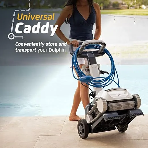 Dolphin (2024 Model) E10 Automatic Robotic Pool Vacuum Cleaner Includes Caddy for Easy Transport and Storage, Ideal for Above-Ground Pools up to 30 FT in Length