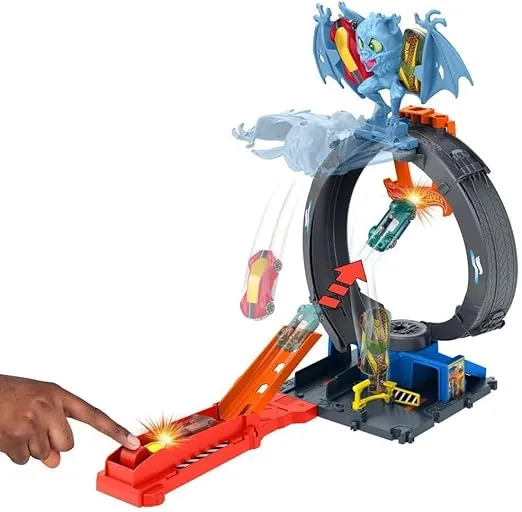 Hot Wheels City Toy Car Track Set, Bat Loop Attack with Adjustable Loop & Launcher, 1:64 Scale Toy Vehicle, Connects to Other Sets