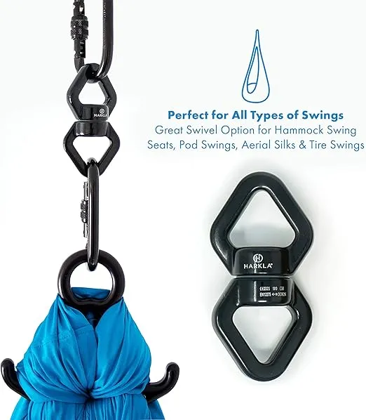 Harkla Sensory Swing - Indoor Sensory Swing for Kids - Sensory Toys - Comes with Heavy Duty Hardware and Soft Nylon Fabric for Calming Effect, Holds Up to 135kg (Blue, 110" - Swing Swivel)