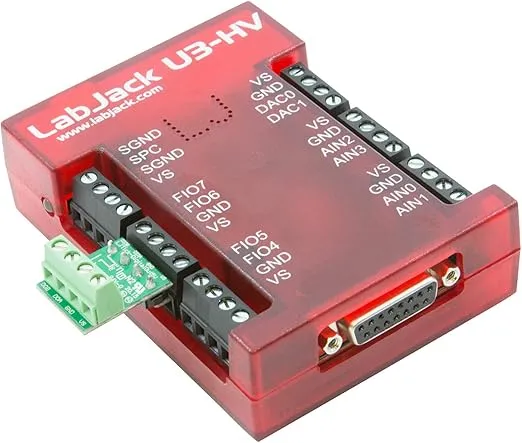 U3-HV USB DAQ Device with 4 Dedicated High-Voltage (±10V) Analog Inputs, 12 Flexible I/O for Analog and Digital Data Acquisition of Sensors, Controlling Relays, Automation and Timers