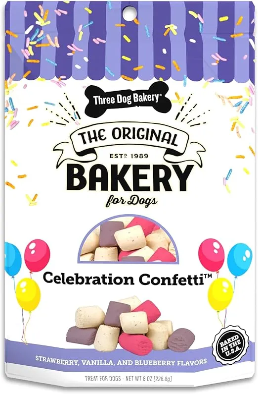 Three Dog Bakery Celebration Confetti - Dog Bones, Puppy Treats, Dog Training Treats, Dog Bones, Dog Birthday Treats, Dog Biscuits for Special Occasions