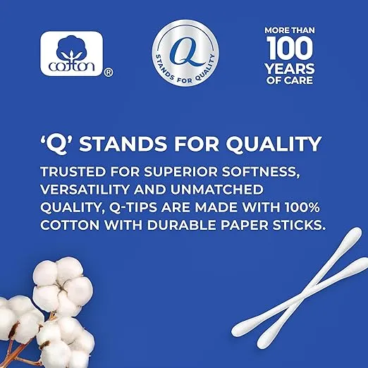 Q-Tips Cotton Swabs for Hygiene and Beauty Care Original Cotton Swab Made with 100% Cotton 500 Count, Pack of 12