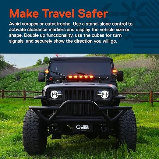 TRUE MODS 3" 120W Amber LED Pods Offroad Driving Light Cube Pair Set [Yellow Turn Signal Marker Light] Off-Road Lights for UTV ATV Jeep Wrangler SxS 4x4 Truck Pick-Up Auto Car Vehicle - Chrome