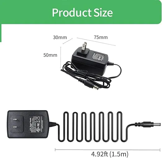 Security-01 AC to DC 12V 2A Power Supply Adapter 5.5mm x 2.1mm for CCTV Camera DVR NVR,LED Strip,24 Watt Max,1.2m Cord,UL Listed