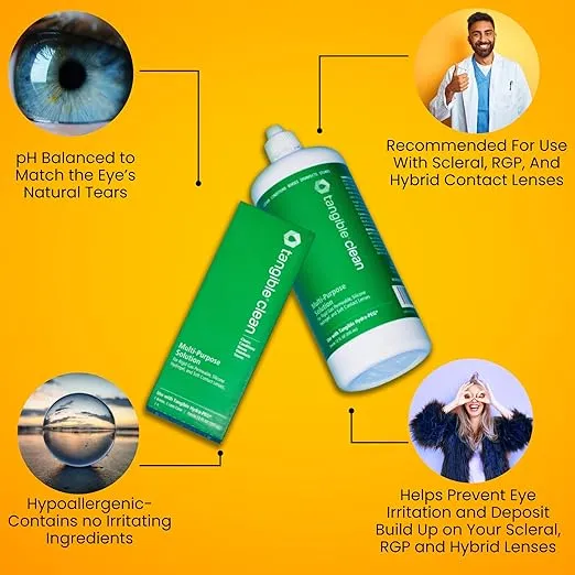 Tangible Clean Multi-Purpose Contact Lens Solution for Scleral and Gas Permeable Contact Lenses, with Lens Case, 12 Fl Oz