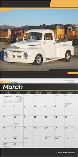 Classic Ford Pickups OFFICIAL | 2025 12 x 24 Inch Monthly Square Wall Calendar | Foil Stamped Cover | Plastic-Free | BrownTrout | Motor Truck
