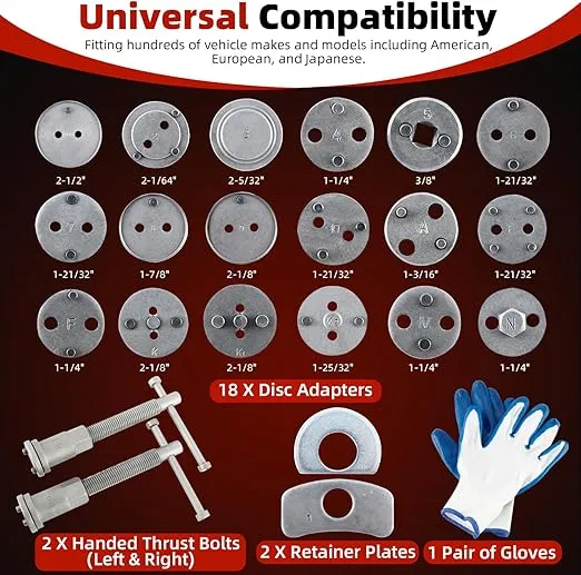8MILELAKE Disc Brake Caliper Compressor Wind Back Tool 24pc Professional Caliper Tool Set