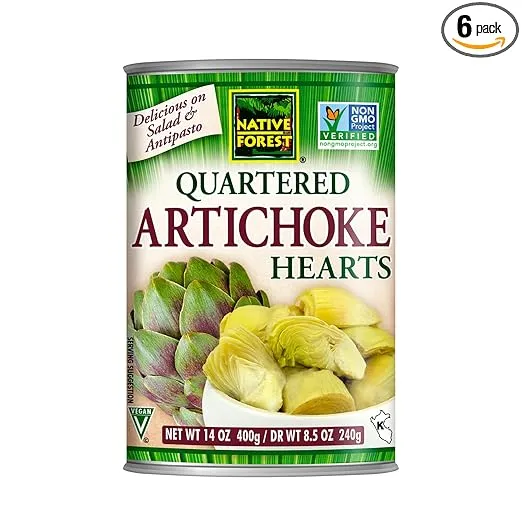 Native Forest Quartered Artichoke Hearts - Artichokes, Artichoke Hearts in Water, Canned Artichoke Hearts, Non-GMO, Vegan - 14 Ounce (Pack of 6)