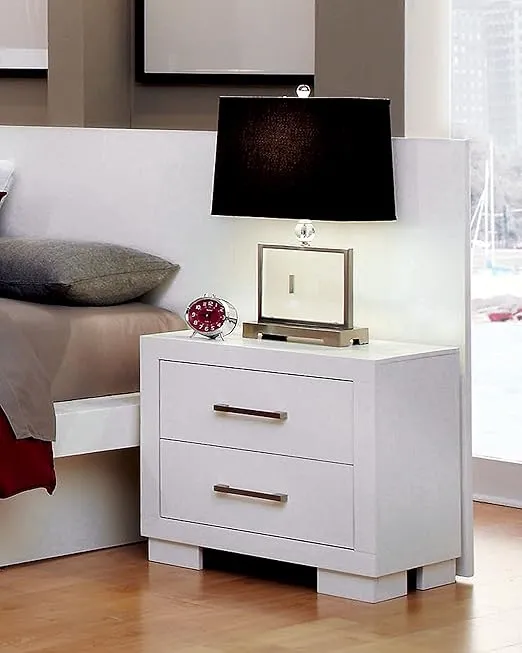 Coaster Furniture Jessica Modern 2 Drawer Nightstand Bedroom Bedside Table Storage Drawers White 202992