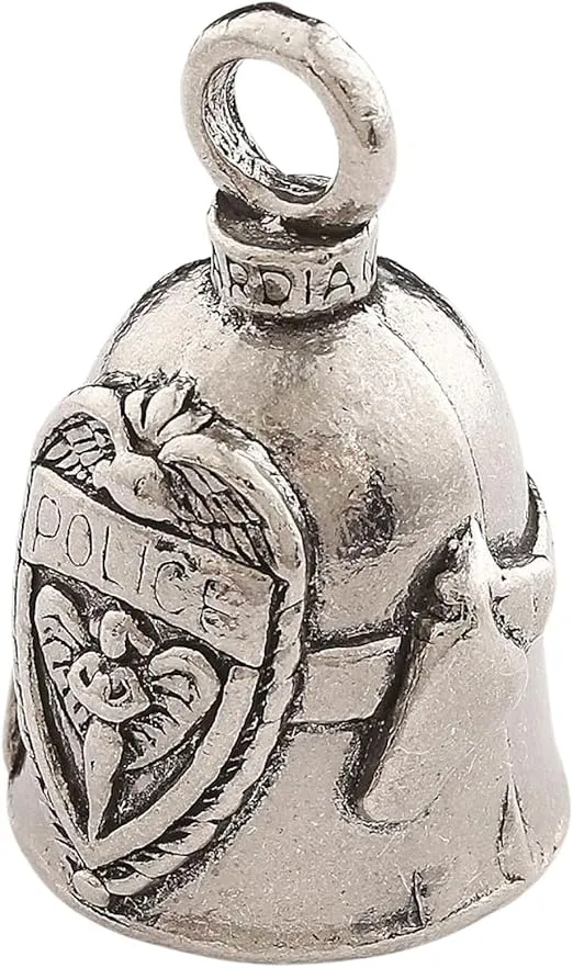 Guardian Bell Police Good Luck Bell w/Keyring & Black Velvet Gift Bag | Motorcycle Bell | Lead-Free Pewter | Good Luck Gift to Friends & Family | Bike Bell | Made in USA