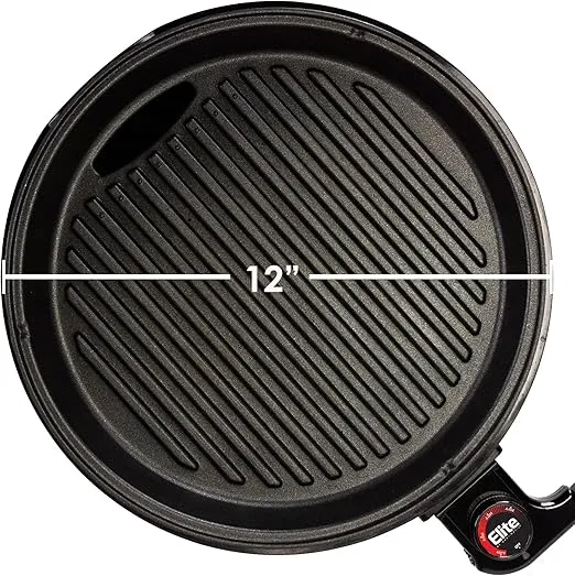 Elite Gourmet EMG6505G 12" Smokeless Indoor Electric BBQ Grill with Glass Lid Dishwasher Safe, Nonstick, Adjustable Temperature, Fast Heat Up, Low-Fat Meals Easy to Clean Design