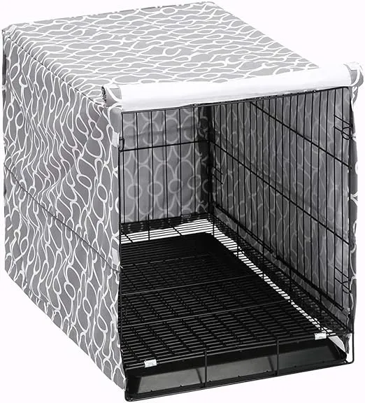 Dog Crate Cover for Wire Crates, Fits Most 42" inch Dog Crates. Easy to Put On, Take Off, and Adjust - Cover only-Gray -42 Inch