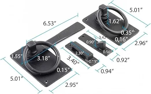 Renovators Supply Wrought Iron Door Latch - Heavy-Duty Flip Gate Latch for Outdoors - Decorative Garage Door Latch for Home Improvement - Rustic Barn Door Latch with Mounting Hardware - 6.5 Inches
