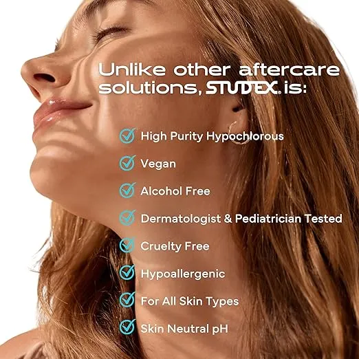 Studex Advanced 2-in-1 Piercing Aftercare & Cleanser – Hypochlorous Spray for Body and Ear Piercing, Hypoallergenic Formula for Sensitive Skin (Pack of 2)
