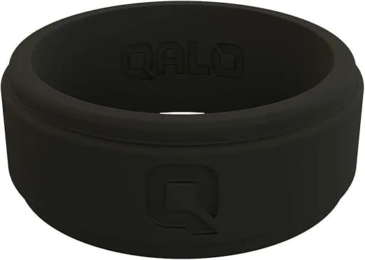 QALO Men's Rubber Silicone Ring, Step Edge Q2X or Chevron Rubber Wedding Band, Breathable, Durable Rubber Wedding Ring for Men, Multi Colors
