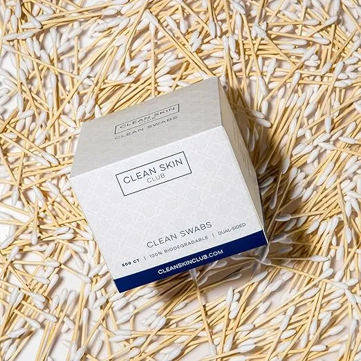 Clean Skin Club Clean Swabs | 500CT | One Pointed Tip | Biodegradable + Organic Cotton & Bamboo | Makeup & Nail Polish Touch-ups | Chlorine-Free & Hypoallergenic (500 Count)