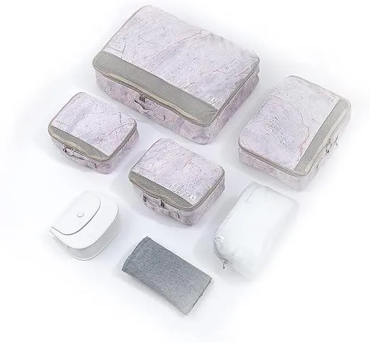 Traveler's Choice Cloverland Packing Cubes 5 Piece Set, Marble Pink, One Size