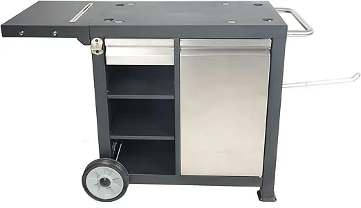 Razor Universal Rolling Prep Cart with Shelves and Storage Drawer for Portable Outdoor Griddle and Grills, Accessory Only, Black
