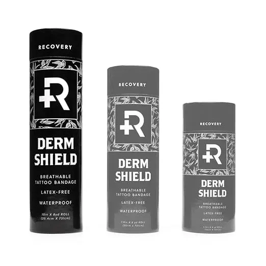 Recovery Aftercare Derm Shield Tattoo Aftercare Bandage Roll - Transparent, Waterproof Adhesive Bandages - 10 Inches x 8 Yards